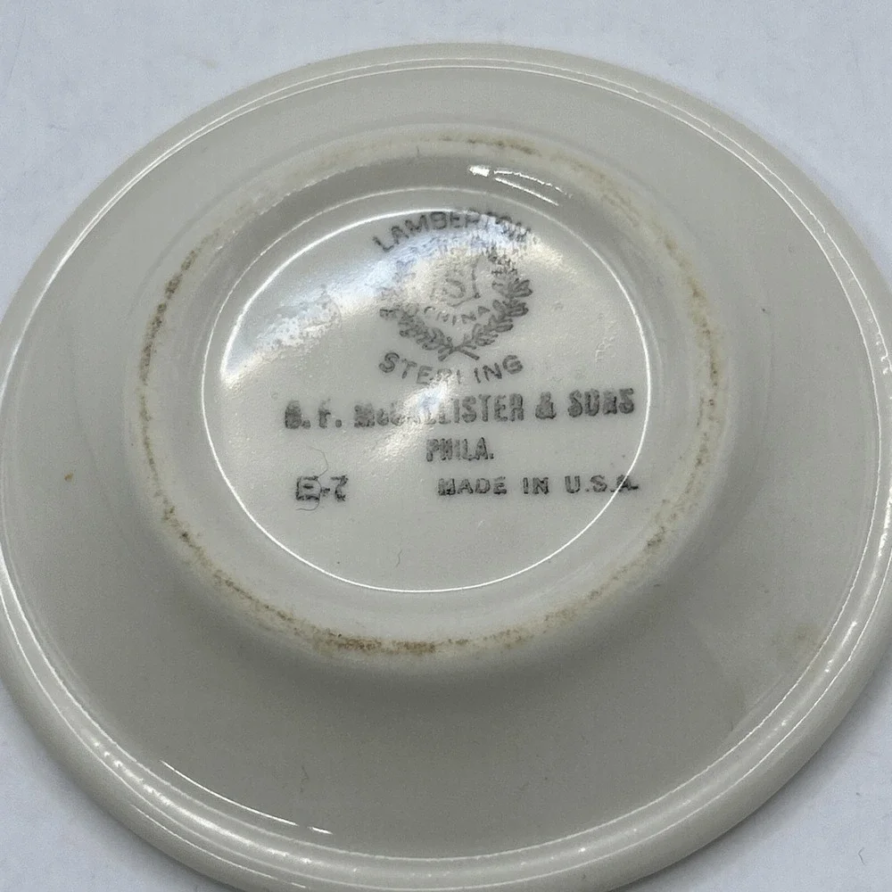 D. F. McAllister & Sons China Saucer Lamberton Sterling Made In USA Rare 3 1/2